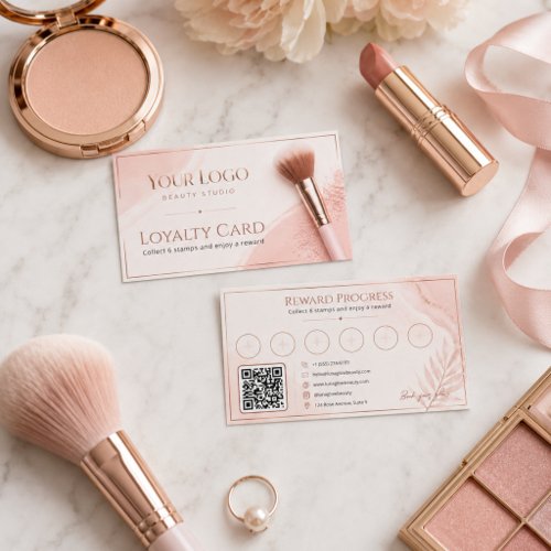 Feminine Blush Rose Gold Beauty Salon Rewards Loyalty Card