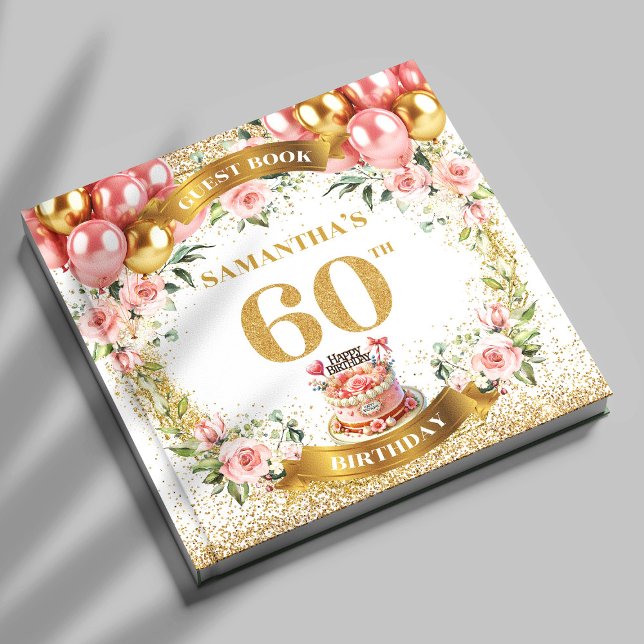 Feminine Boho 60th Birthday Guest Book Petal Glow (Feminine Boho 60th Birthday Guest Book Petal Glow

)