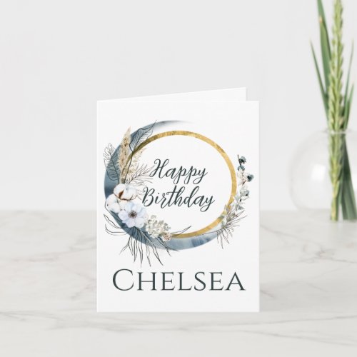 Feminine Boho Moon Birthday Card For Her