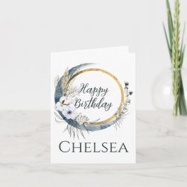 Feminine Boho Moon Birthday Card For Her