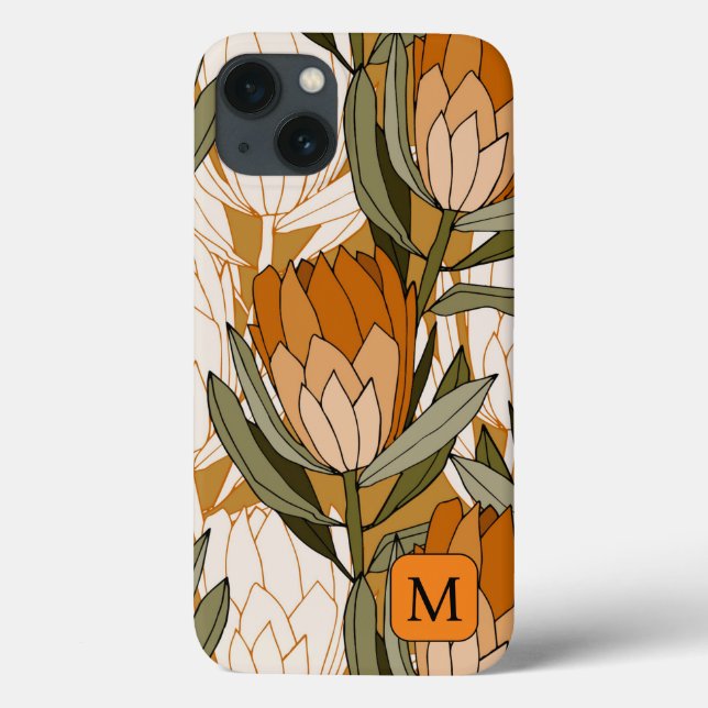 Feminine botanical pattern in brown Initial Case-Mate iPhone Case (Back)
