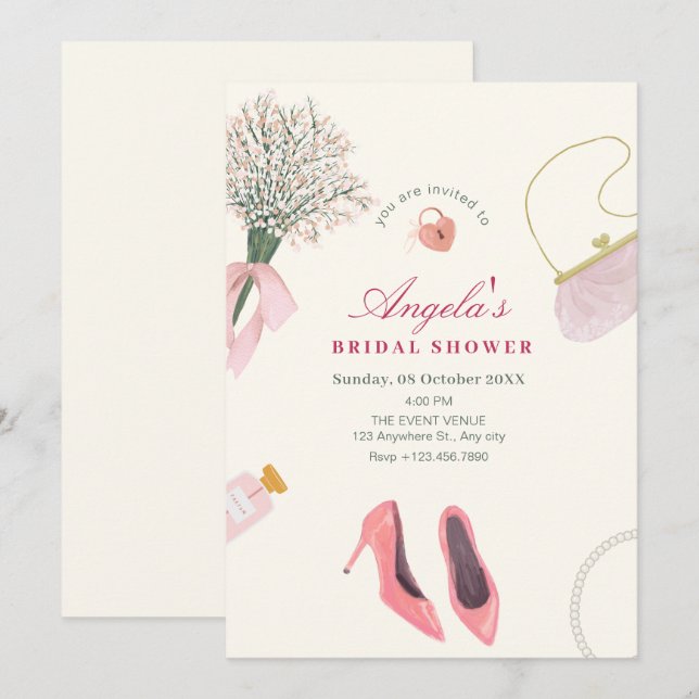Feminine bridal shower invitation (Front/Back)