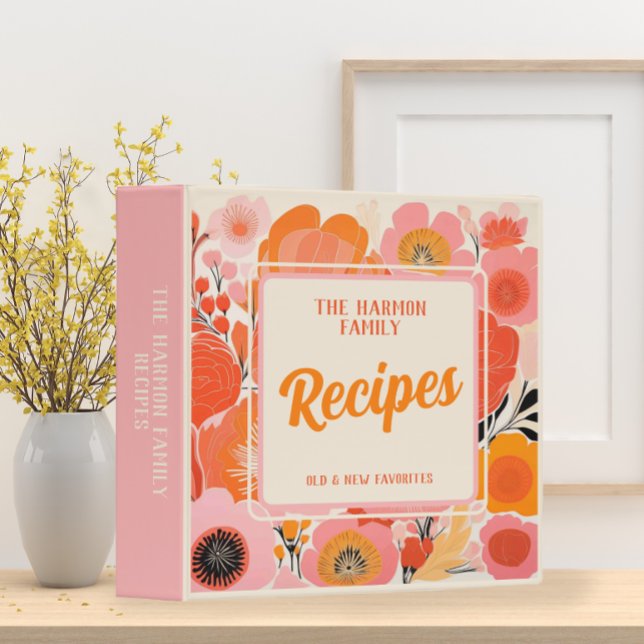 Feminine Bright Floral Family Recipe 3 Ring Binder (Creator Uploaded)