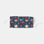 Feminine Burgundy Red Blush Navy Blue Floral Adult Cloth Face Mask (Front, Folded)