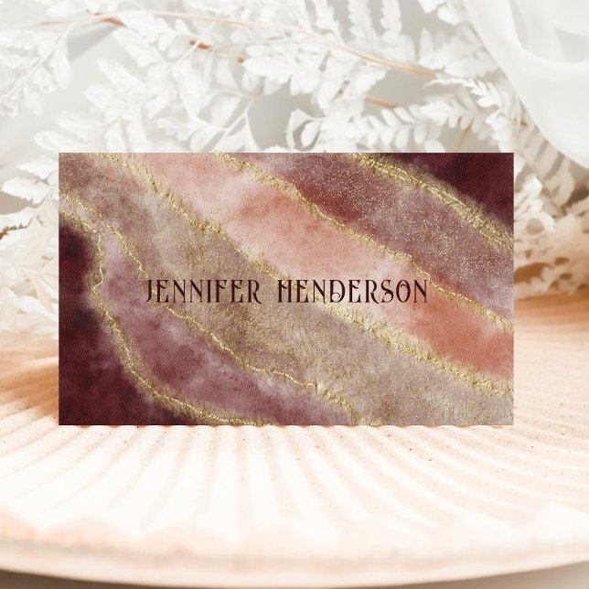 Feminine Burgundy Rose Gold Glitter Sparkle Marble Business Card (Creator Uploaded)