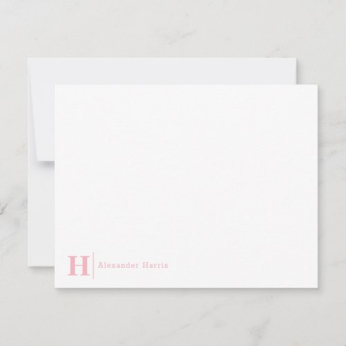 Feminine Business Monogram Line Blush Light Pink Note Card