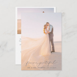 Feminine Calligraphy Full Bleed Photo Wedding Thank You Card