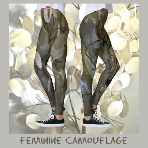 Feminine Camouflage Gray and Green Leggings