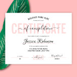 Feminine Certificate Award Course Completion<br><div class="desc">Feminine Certificate of Completion Award in pastel pink colors. Perfect for completion awards for professional beauty courses. You can also use this graduation certificate design for any type of accreditation or diploma. This cosmetologist award design features elegant script font and feminine blush pink colors.</div>