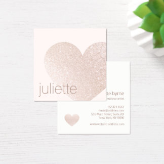 Feminine Business Cards Templates Zazzle Feminine Champagne Pink Glitter Heart Beauty Salon Square Business Card