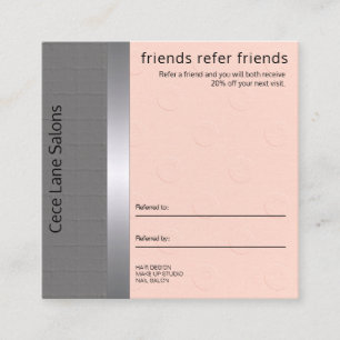 Feminine & Chic Peach & Gray Referral Card