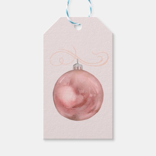 Feminine Christmas Pink Bauble Gift Tag (Front)