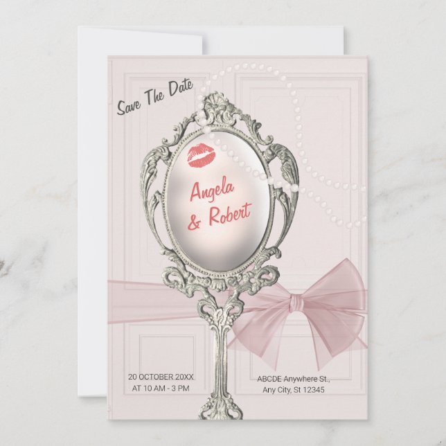 Feminine classic vintage wedding save the date (Front)