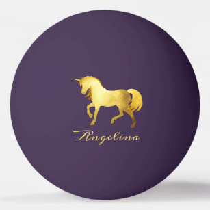 Feminine & Classy Elegant Gold Foil Unicorn Custom Ping Pong Ball