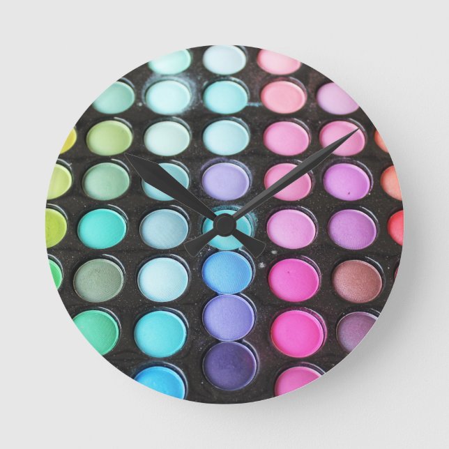 Feminine Colorful Makeup Artist Round Clock (Front)