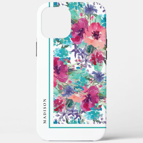 Feminine Colorful Watercolor Floral Pattern iPhone 12 Pro Max Case
