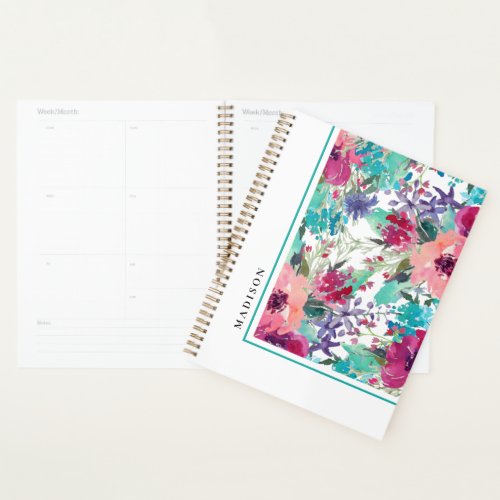 Feminine Colorful Watercolor Floral Pattern Planner