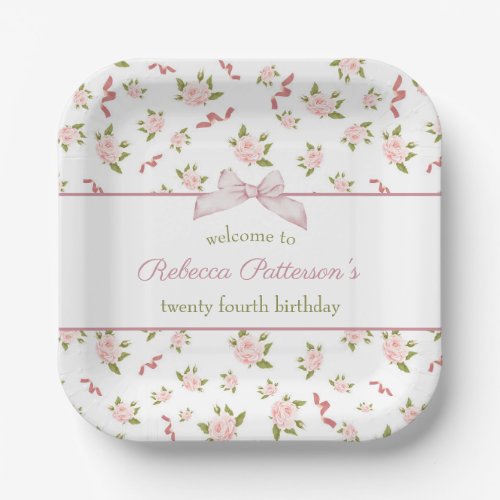 Feminine Coquette Vintage Floral Birthday Party Paper Plates