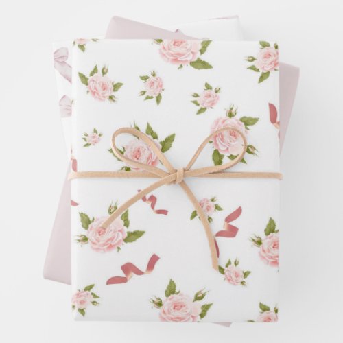 Feminine Coquette Vintage Floral Birthday Party Wrapping Paper Sheets