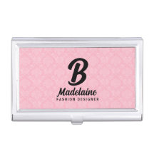 Feminine Damask in Pink and Black with Monogram