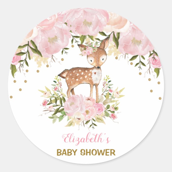 Feminine Deer Baby Shower Blush Pink Floral Favors Classic