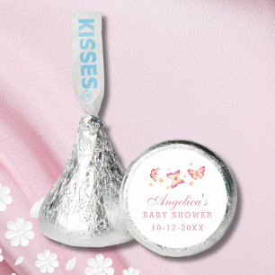 Feminine Dusty Pink Peach Butterfly Baby Shower Hershey®'s Kisses®