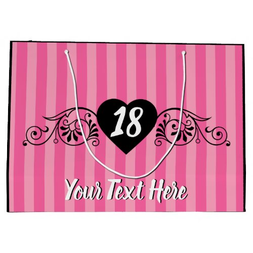 Feminine Elegant Birthday Party Pink Stripes Large Gift Bag
