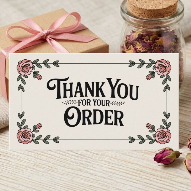 Feminine Elegant Floral Small Business Thank You Business Card (Creator Uploaded)