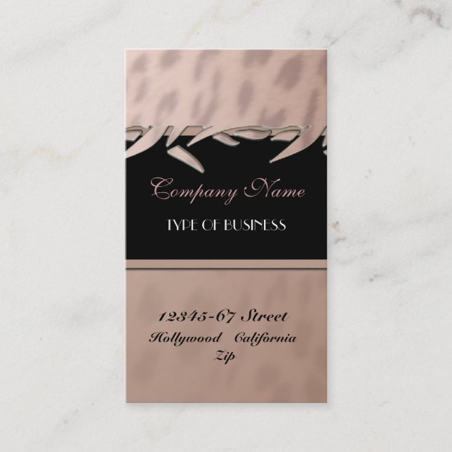 Feminine Elegant Leopard Print Upright Business Card (Front)