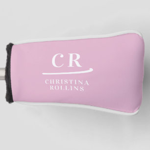 Feminine Elegant Pink Personalized Monogram Putter Golf Head Cover