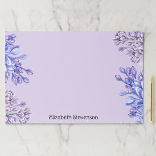 Feminine Elegant Watercolor Lilac Flowers Name Paper Pad