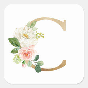 Feminine monogram rose gold logo letter c and d with flowers