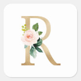 Watercolor Monogram Letter R With Pink Roses | Essential T-Shirt