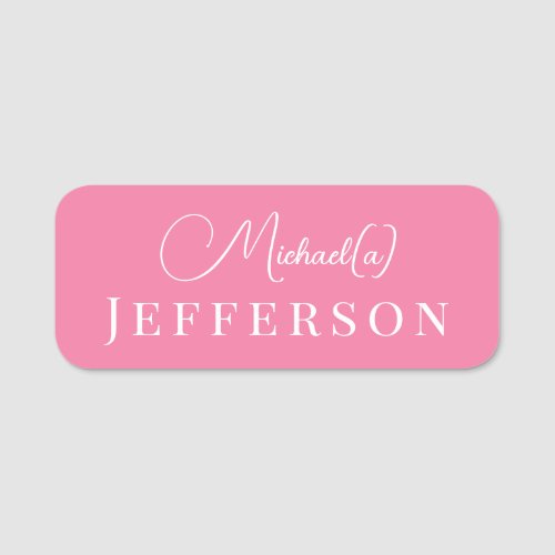 Feminine Flamingo Pink Artfully Modern Handwritten Name Tag