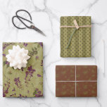 Feminine Floral and Stripes Wrapping Paper Sheets<br><div class="desc">A lovely set for birthdays and weddings with beautiful, feminine wisteria flowers, sprigs, petals, and leaves in a tossed pattern. To complement the set, a chic stripe, and simple floral design make your gifts look as special as they are. Purple, sage green, and sienna brown Feminine Floral and Stripes Wrapping...</div>