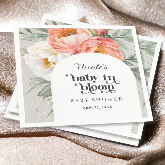 Feminine Floral Baby in Bloom Baby Shower Napkins (Creator Uploaded)