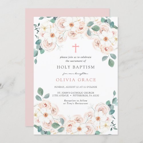 Feminine Floral Baptism Invitation