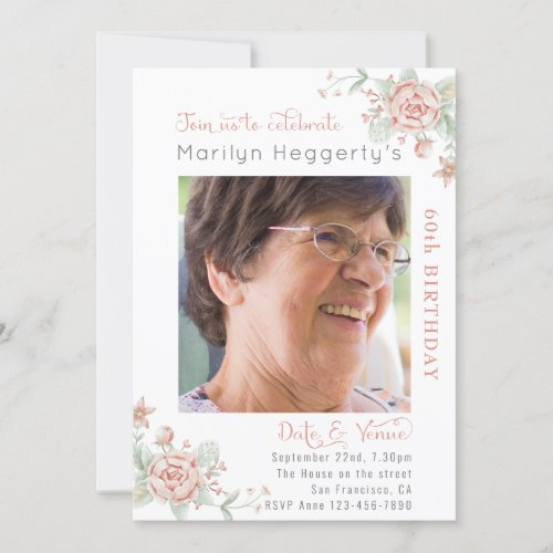 Feminine Floral Birthday Invitation