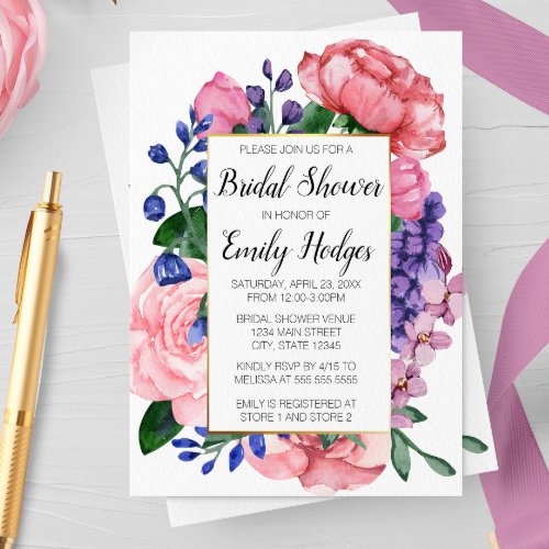 Feminine Floral Bridal Shower Invitation