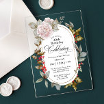 Feminine Floral December 40th Birthday Celebration Acrylic Invitations<br><div class="desc">When your birthday occurs in the month of December, it often gets lost in all the holiday fanfare. Make the guest of honor feel special with this beautifully unique custom birthday party invitation. A feminine pink rose floral accent added to the holly and berries evergreens on this unique acrylic card...</div>