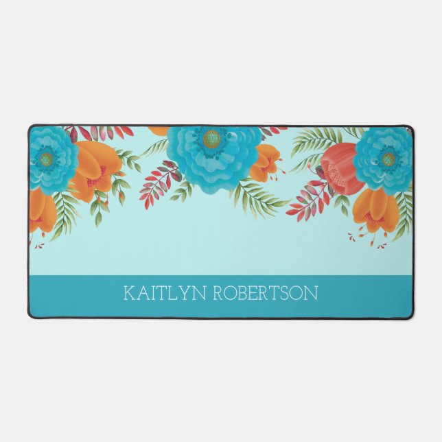 Feminine Floral Desk Mat Personalized (Front)