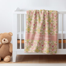 Feminine Floral Girly Pink Nursery Pretty Name