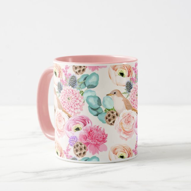 Feminine Floral Pattern Mug (Front Left)