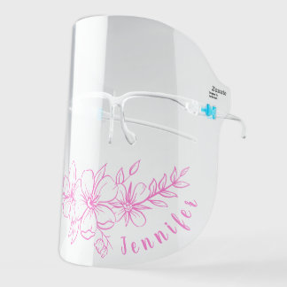 Feminine Floral Print Monogram Face Shield