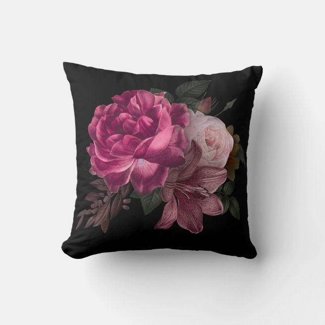 Feminine Floral Throw Pillow (Front)