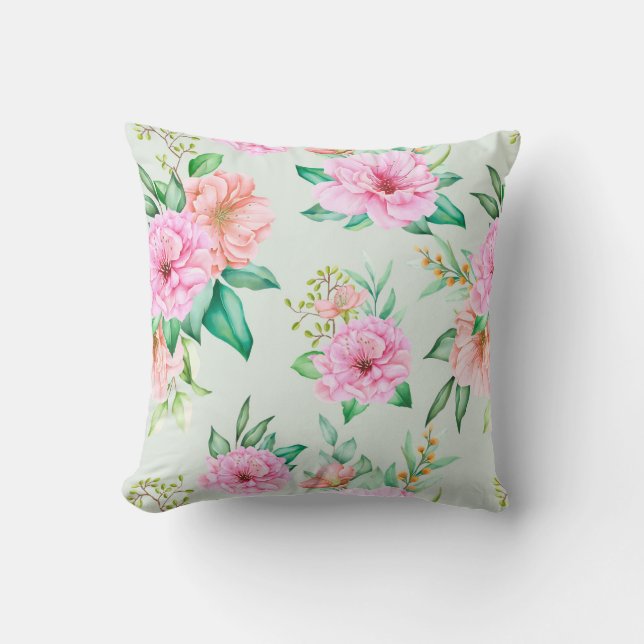 Feminine Floral Throw Pillow (Front)