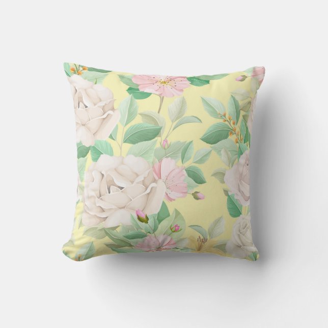 Feminine Floral Throw Pillow (Front)
