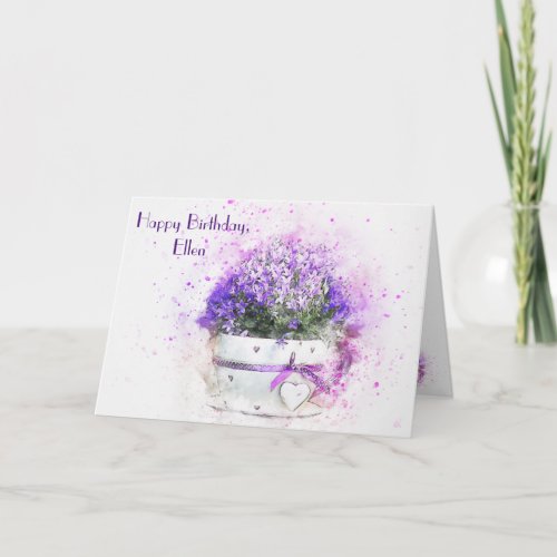 Feminine floral watercolor birthday card