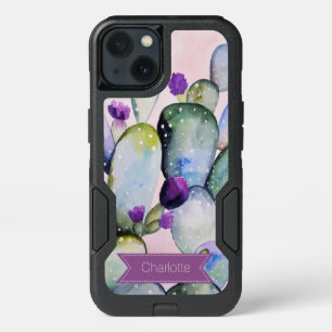 Feminine Floral Watercolor Cactus iPhone 13 Case