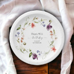 Feminine Floral Wreath Happy 90th Birthday Paper Plates<br><div class="desc">Celebrate a 90th birthday in lovely feminine style with this modern floral wildflowers birthday party plate. A beautiful watercolor painted wreath of mixed wildflowers in hues of pink, purple, peach, blue and white with scattered greenery make this design pop with style. Personalize the text template with the guest of honor's...</div>